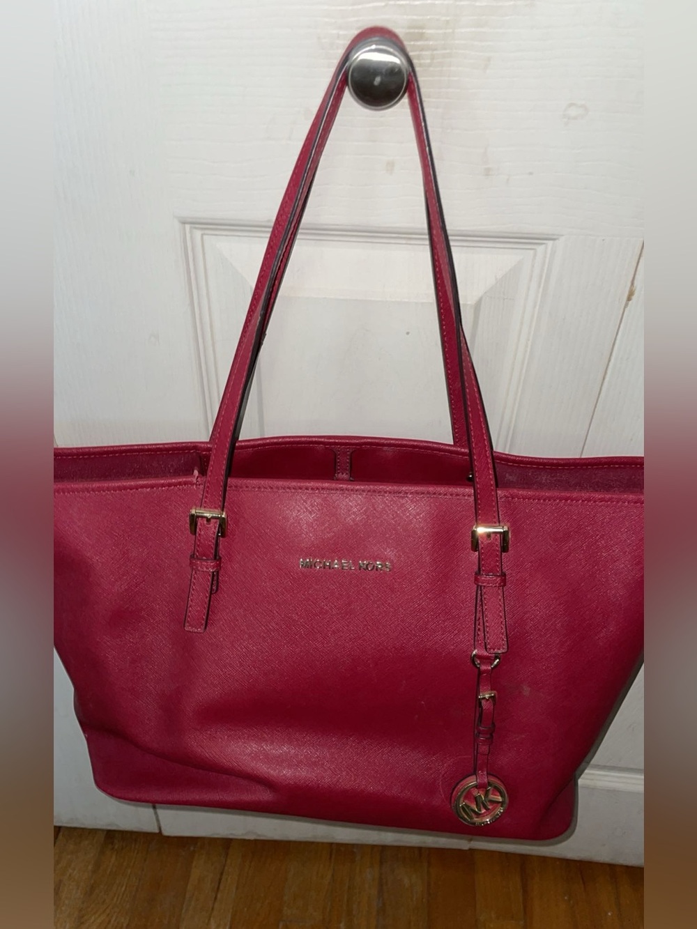 Michael Kors Crimson Saffiano Leather Tote with Gold Hardware - Picture 4 of 4